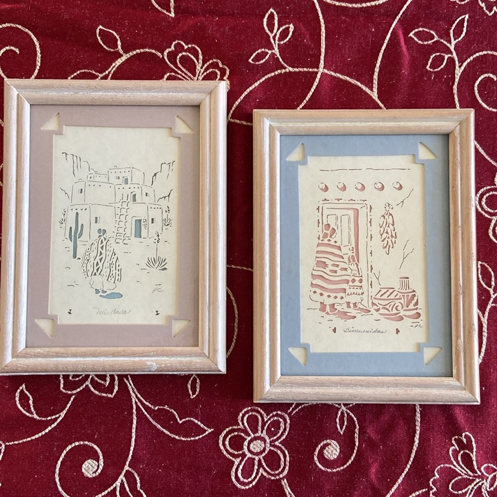 Figi Graphics Set of Two Matted Southwestern/Native American Decor Pictures